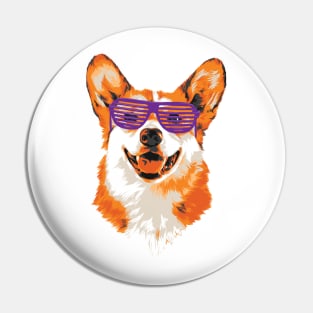 Silly Cute Corgi with Sunglasses Pin