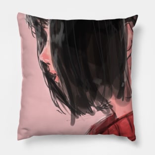 cute short hair girl from side view Pillow