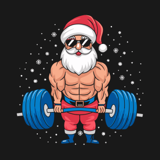 Fitness Weightlifting Xmas Santa Gym Christmas Deadlift T-Shirt