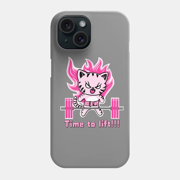 Weight lifting cat, gym girl, fitness girl Phone Case by TimAddisonArt