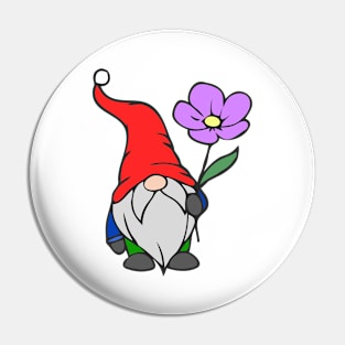 Gnome Holding A flower Pin