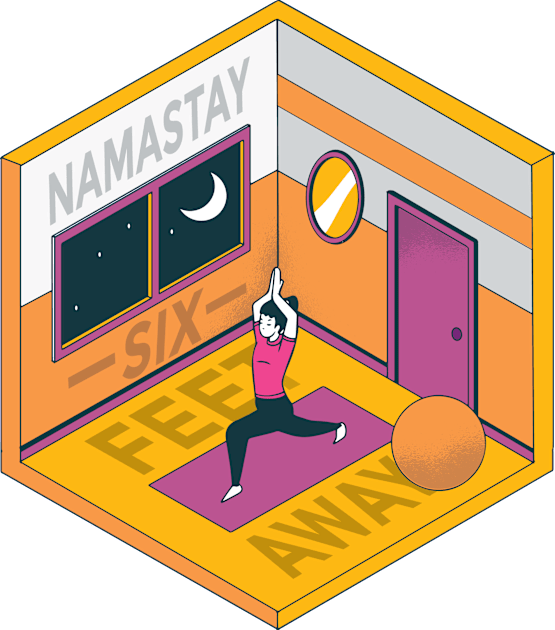 Yoga "Namastay Six Feet Away" Quarantine Kids T-Shirt by HiFi Tees