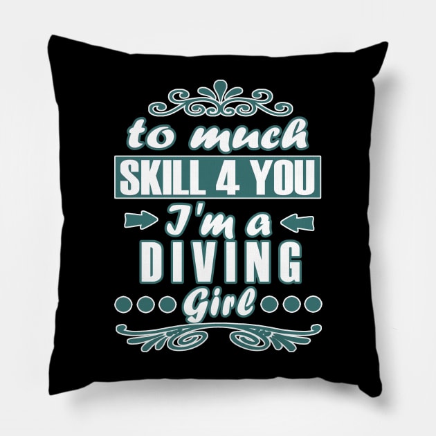 Diving girl diving dolphin oxygen coral Pillow by FindYourFavouriteDesign