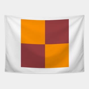 Fire Orange and Red Checkerboard Pattern Tapestry