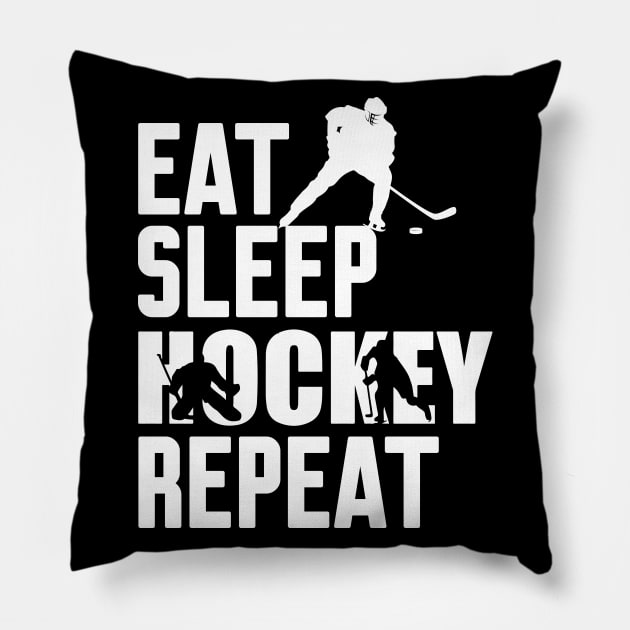 Eat Sleep Hockey Repeat Pillow by Work Memes