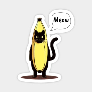 Banana Black Cat Meow Magnet