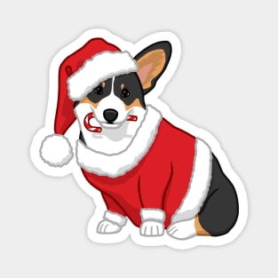 Cute Tricolor Corgi in Santa Christmas Costume Magnet