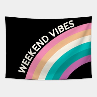 Retro Weekend Vibes For Women Vintage Rainbow Travel Tapestry