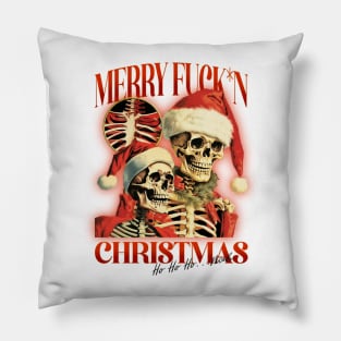 Merry F'ing Christmas Skeleton Funny Pillow