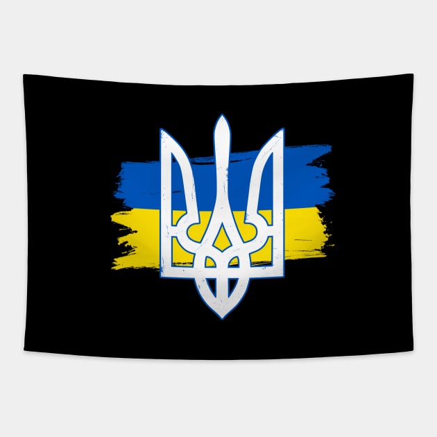 Ukraine Trident - Ukraine Flag Symbol Tapestry by Yasna