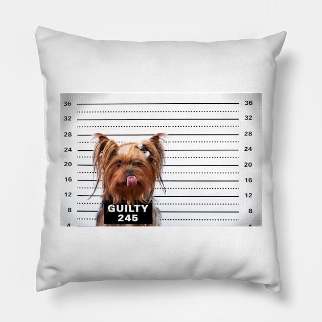 Guilty Yorkie Pillow by RebecaZum