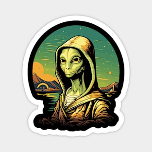 UFO Mona Lisa Alien Gifts Men Women Kids Funny Alien Magnet