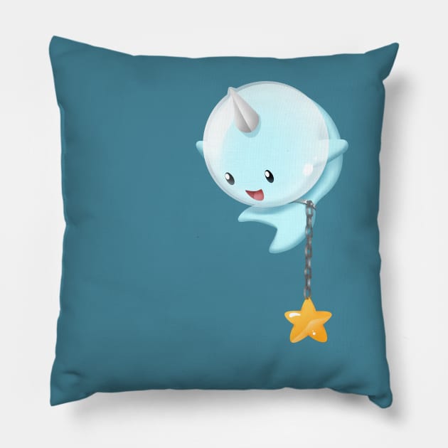 Finn The Space Narwhal Pillow by NabiDew