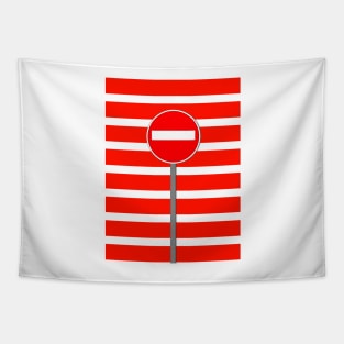 traditional NO ENTRY sign in bright red and white Tapestry