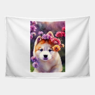 Watercolor akita inu puppy Tapestry