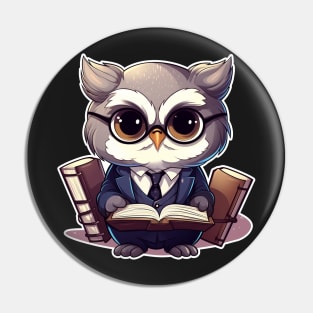 Owl is a lawyer reading a book Pin