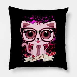 Nice Kitty - Black & PInk Pillow