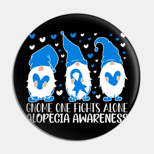 Alopecia Awareness Gnome One Fights Alone Pin