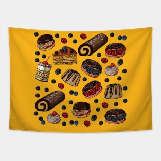 Seamless Pattern Sweet Cakes Tapestry