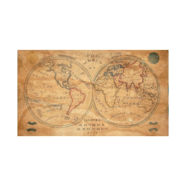 Vintage Map of The World (1833) 2 by Bravuramedia