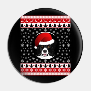 Cute Christmas Border Collie Pin