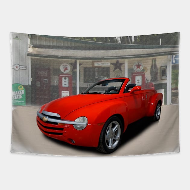 2003 SSR in our filling station series on front and back Tapestry by Permages LLC