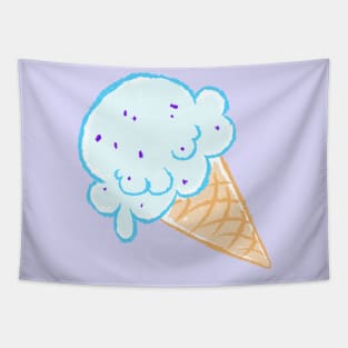 Minty Ice Cream - Cute Kawaii Summer Simple Crayon Doodle Art Tapestry