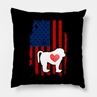 Baboon Merica Usa American Flag Pillow