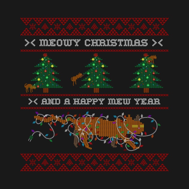 Christmas Cat - Meowy Xmas | Ugly Sweater by MrDrajan