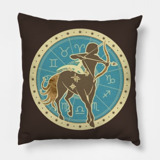 Vintage Sagittarius Zodiac Art Pillow