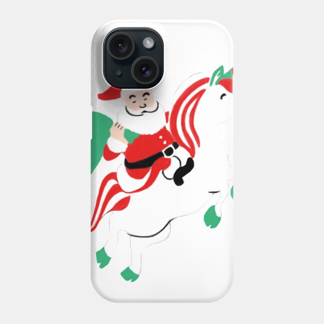 Santa On Flying Unicorn Funny Christmas Gift Phone Case by Merchweaver