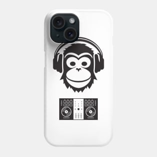 black and white smart dj monkey Phone Case