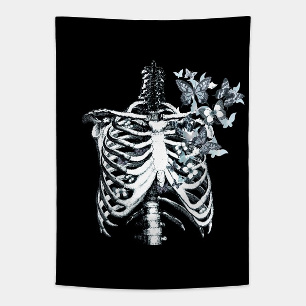 Rib Cage Floral 1 Tapestry by Collagedream