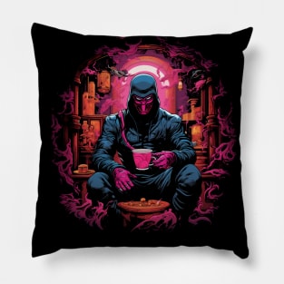 Pop Art Coffee Ninja: American Retro Comic - Mysterious Hotel Pillow