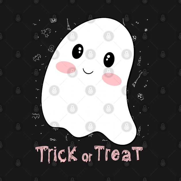 Trick or treat Funny cute Scary ghost Halloween cute scary little ghost by BoogieCreates