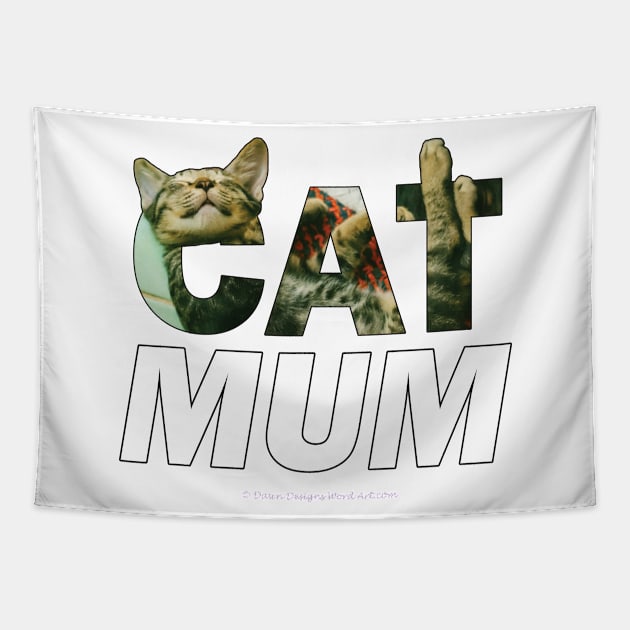 CAT MUM - tabby cat oil painting word art Tapestry by DawnDesignsWordArt