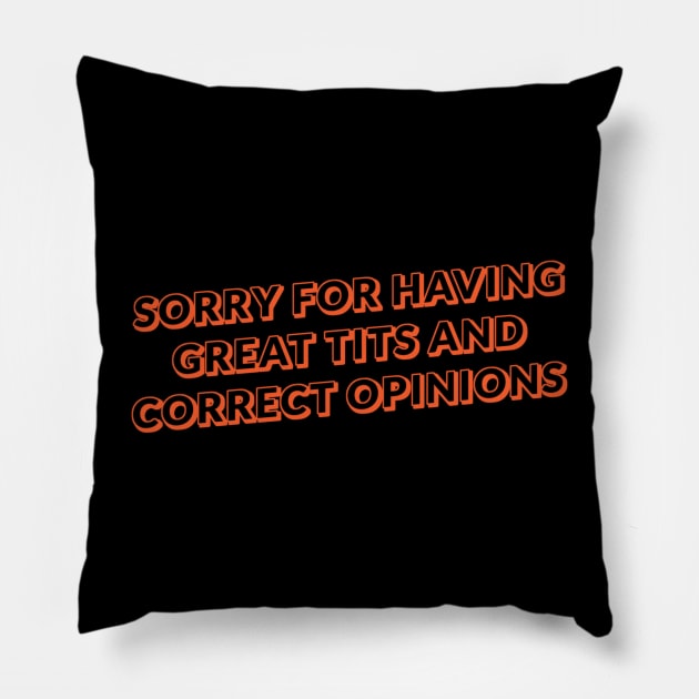 Feminist Sorry For Having Great Tits And Correct Opinions Pillow by denkanysti