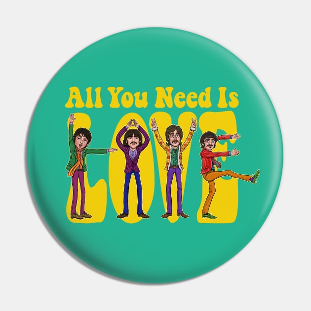 All You Need Is Love - Yellow Pin by mcillustrator