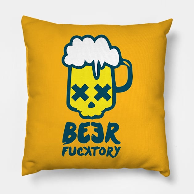 Beer fucktory color Pillow by manuvila