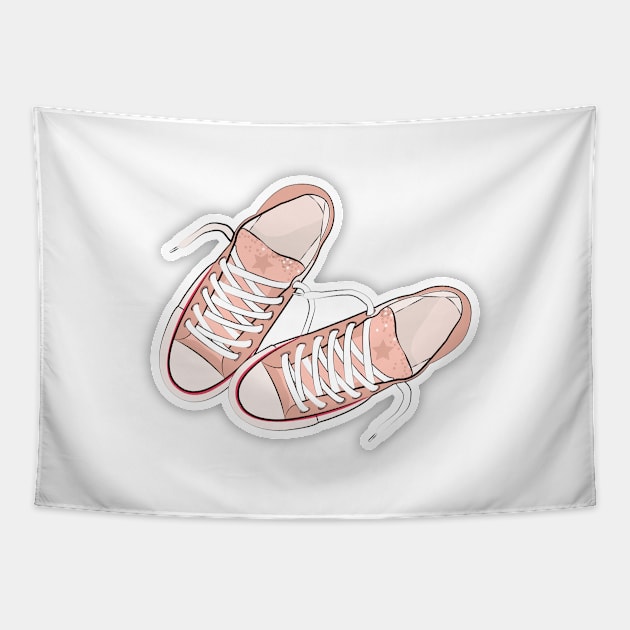 Lovely Sneakers Illustration Tapestry by giantplayful