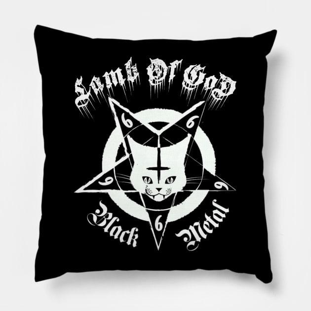 Cat metal lamb of god Pillow by alea crew