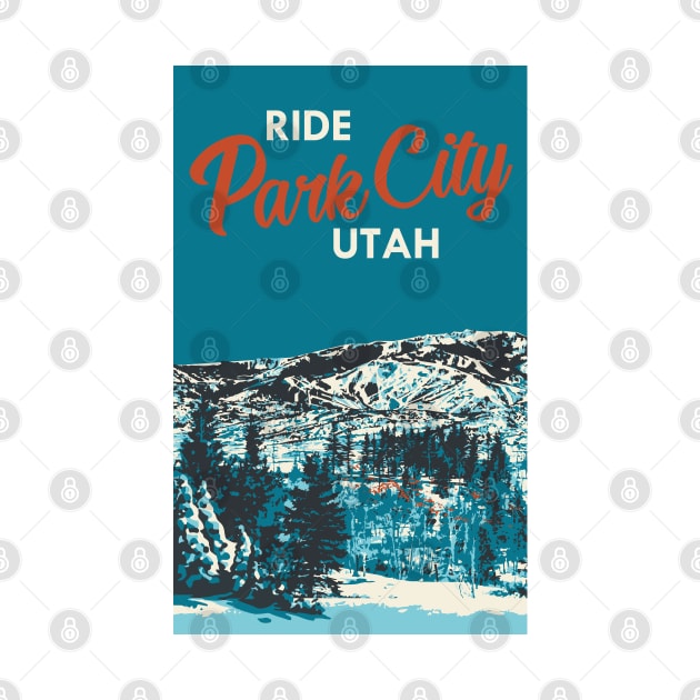 Park City Utah Vintage Snowboarding Poster by ROEDERcraft