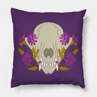 Fox Skull With Flowers Pillow