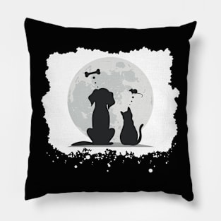 Dog and Cat Midnight Dreams Pillow