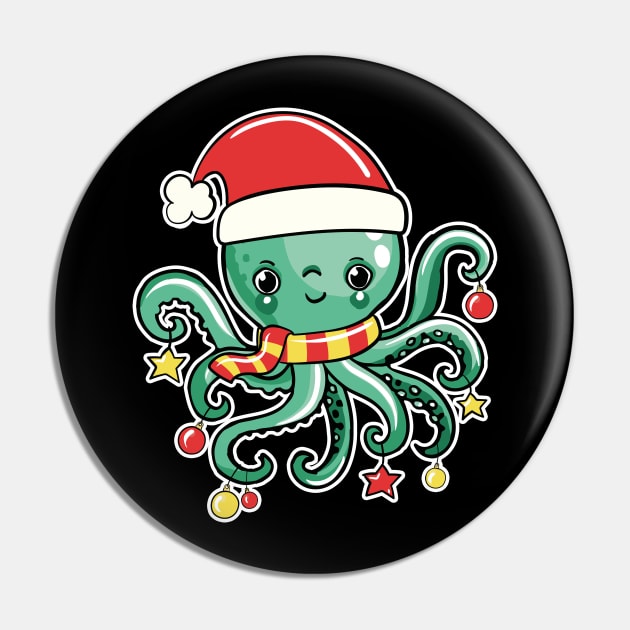 Christmas Octopus Pin by LetsBeginDesigns