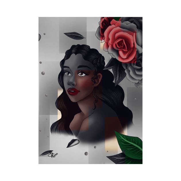 Black Girl with Roses by Benita Alonso