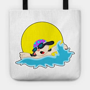 Dog at Swimming with Swim goggles Tote