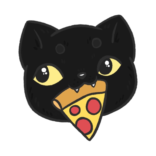 Black cat with pizza by IcyBubblegum