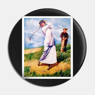 1915 Vintage Golf Watercolour Print Pin