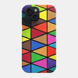 Multicoloured Harlequin Triangles on Black Phone Case